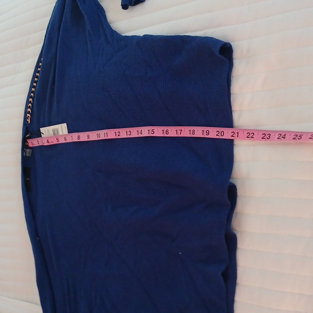Blue Sweater with Gold Studded Sleeves TAHARI LARGE BNWT - Picture 7 of 8